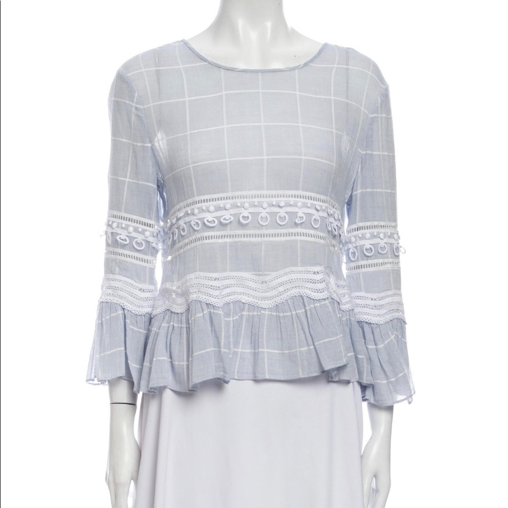 Jonathan Simkhai Blue Plaid Blouse Small S